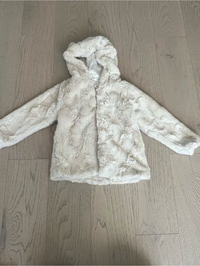 pumpkin patch Cream Faux Fur Hooded Puffer Jacket